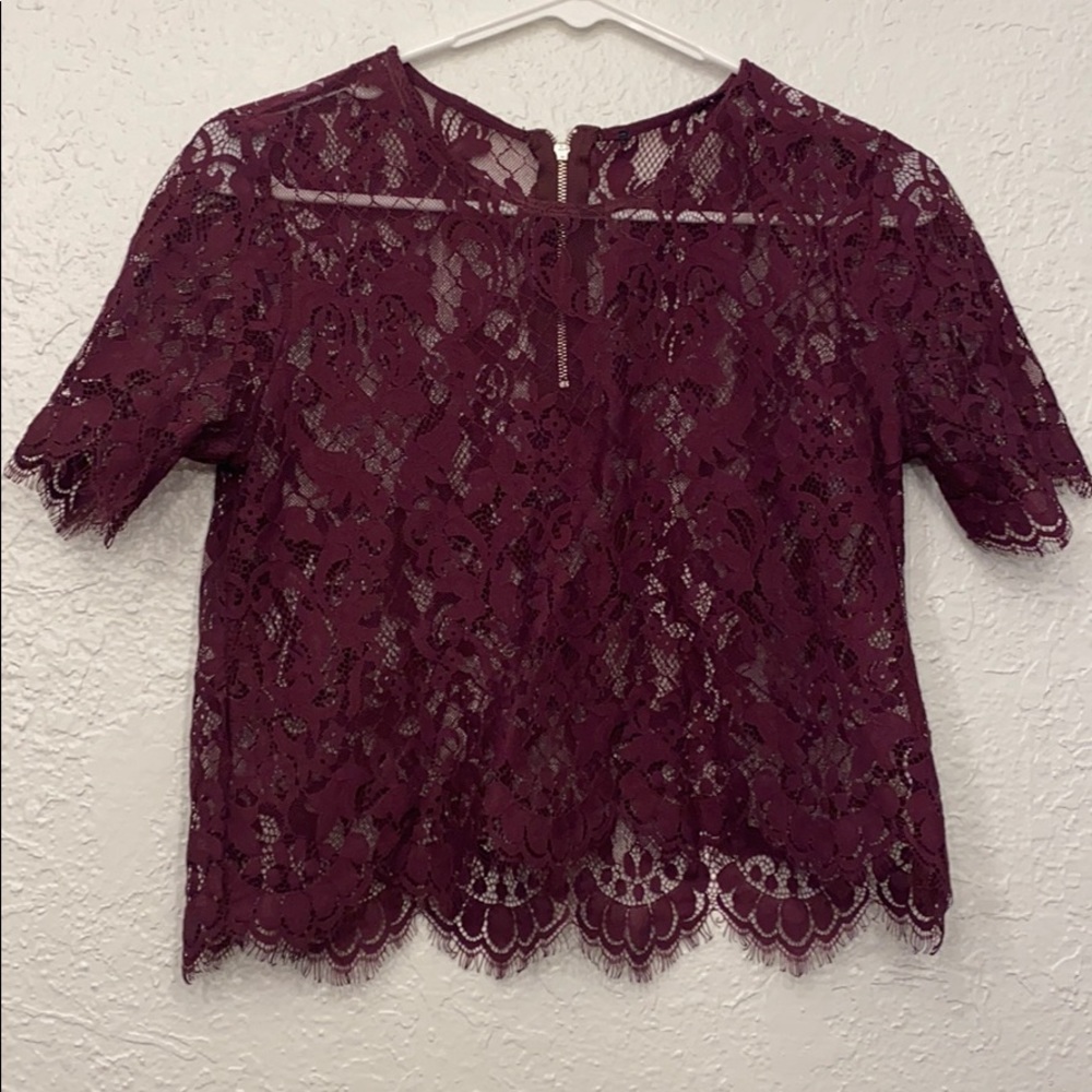 Maroon lace crop top